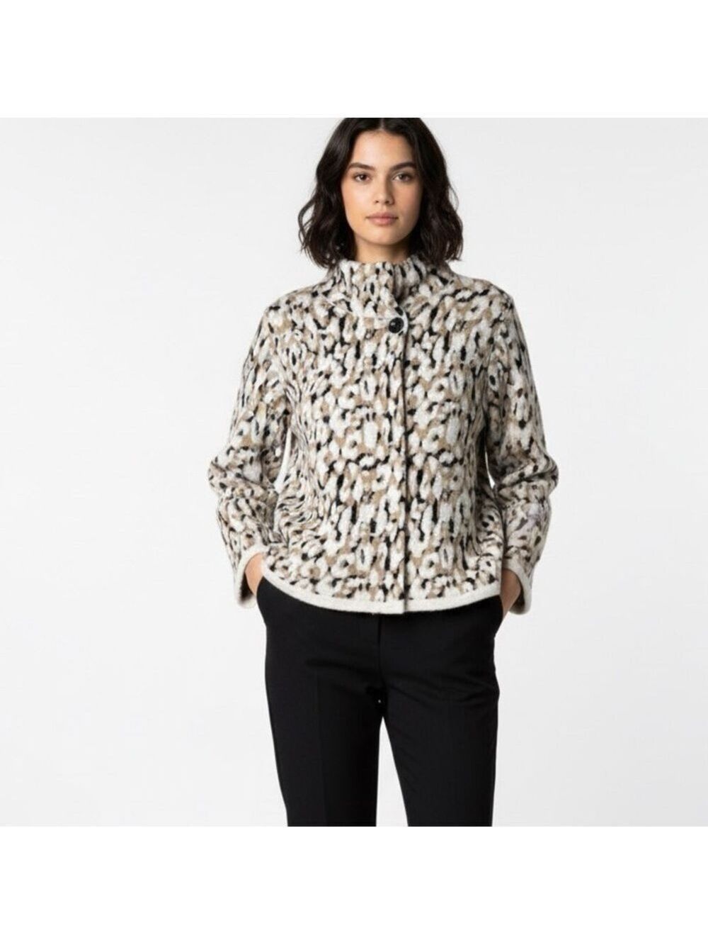 CHIARAMENTE Wool Blend One Button Animal Print Cardigan / Jacket MADE IN ITALY M
